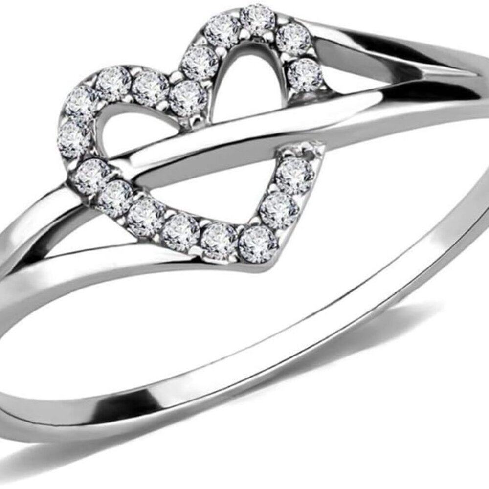 Stainless Steel Heart Shaped Wedding Engagement Anniversary Propose Ring